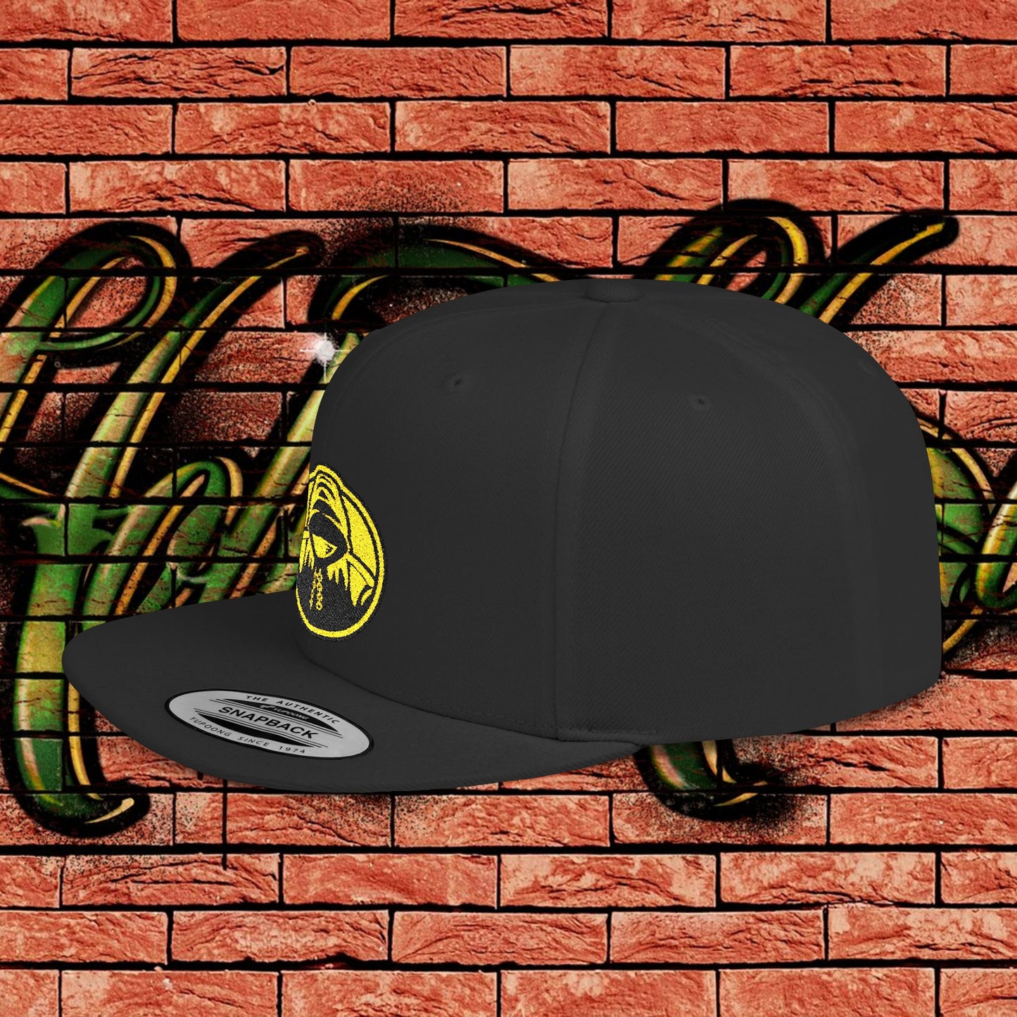 Black Snapback Cap - Yellow Logo