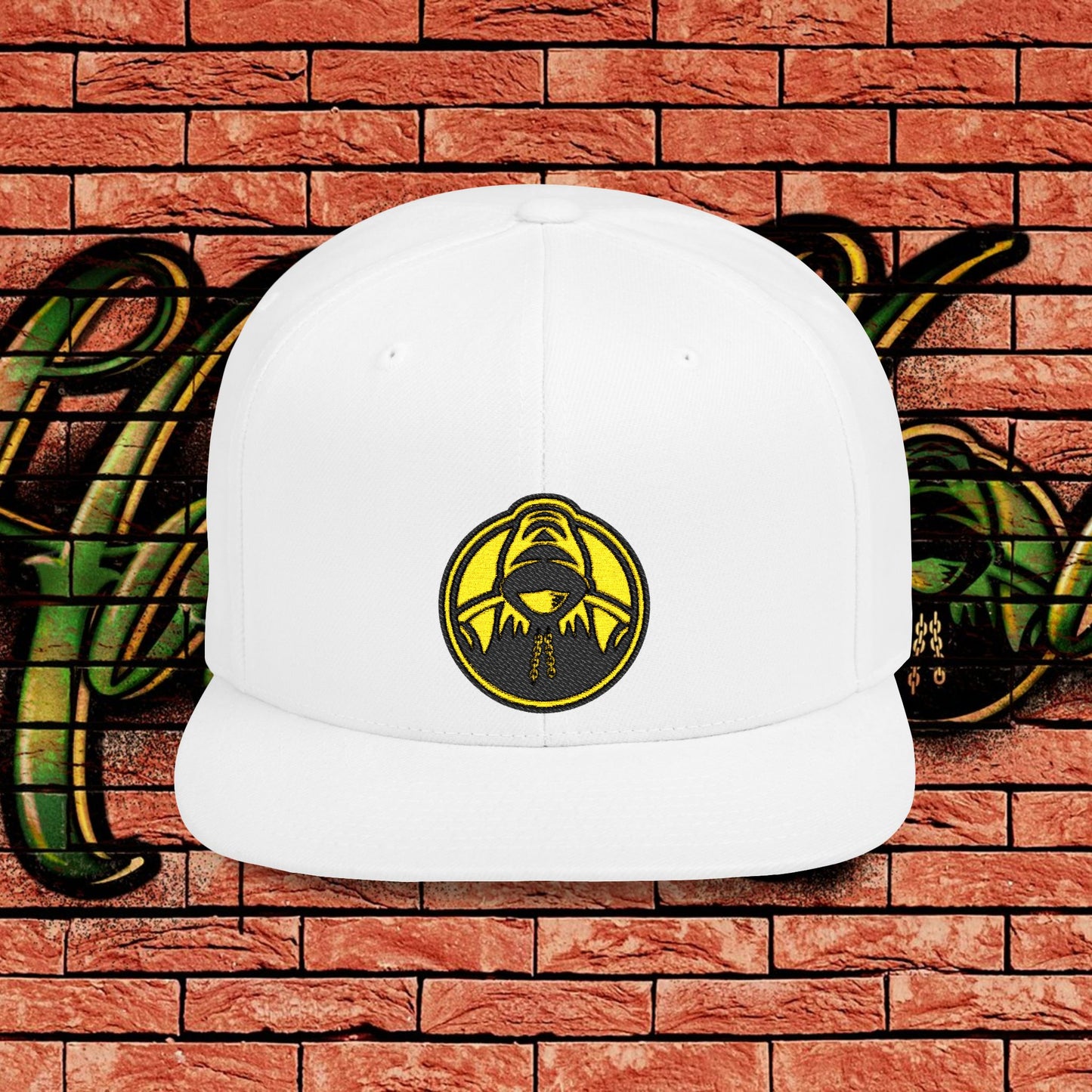 White Snapback Cap - Yellow Logo