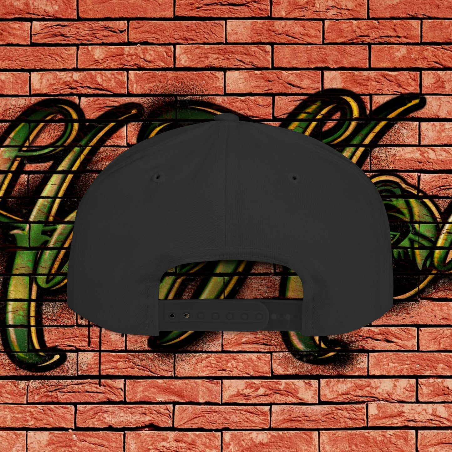 HollyHood Black Snapback Cap - Green Logo