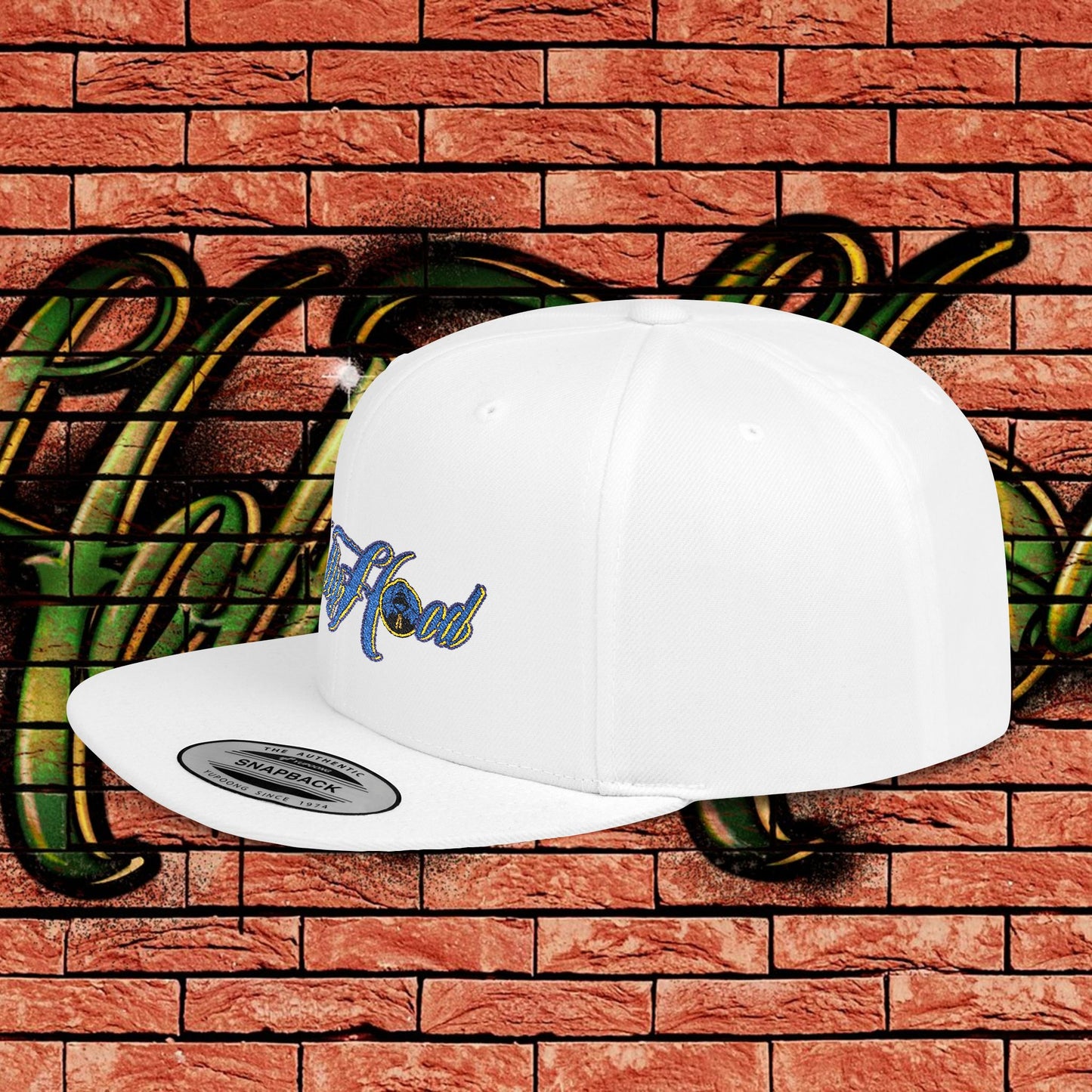 White Snapback Cap - Blue Tag
