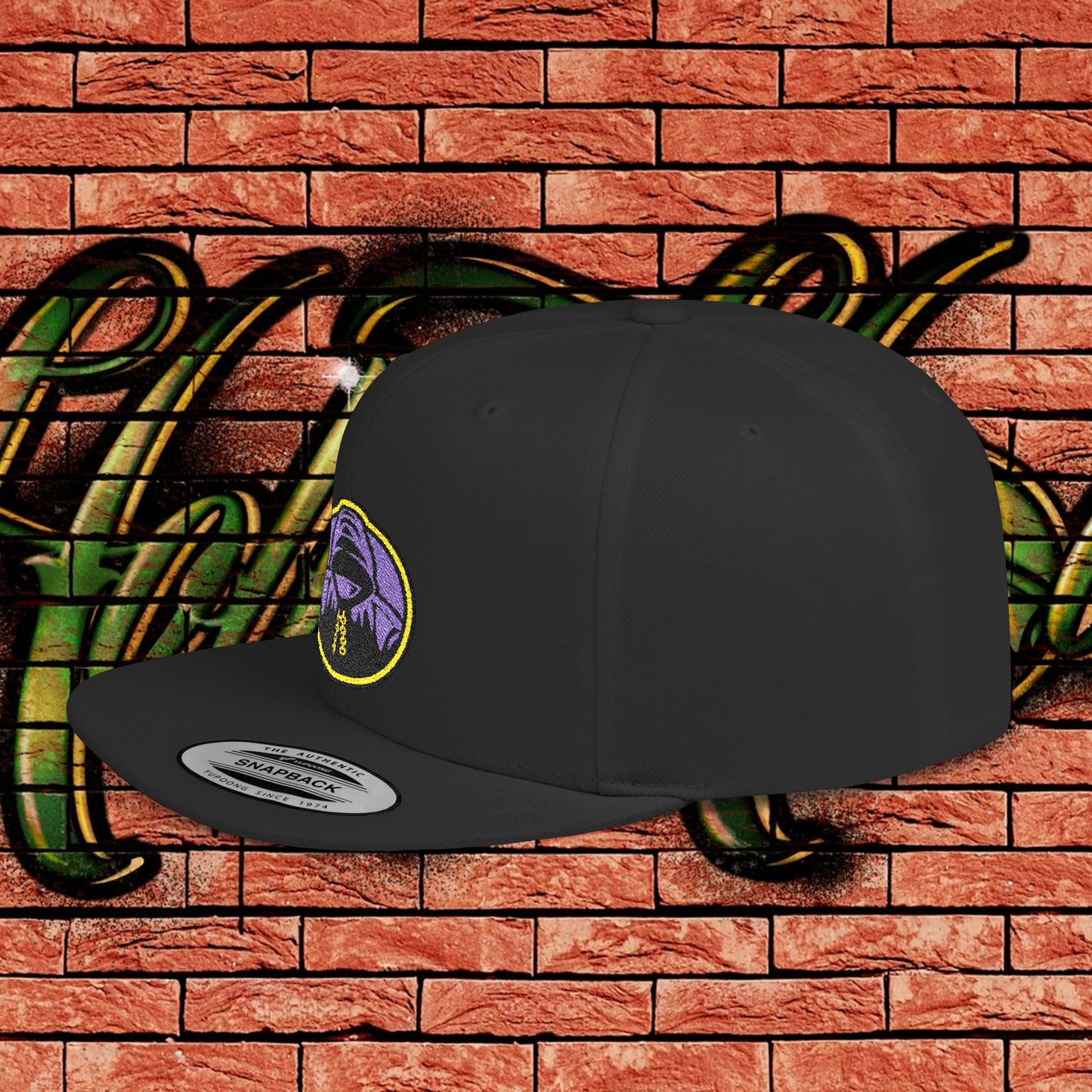 Black Snapback Cap - Purple Logo