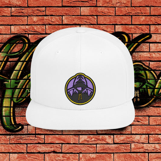 White Snapback Cap - Purple Logo