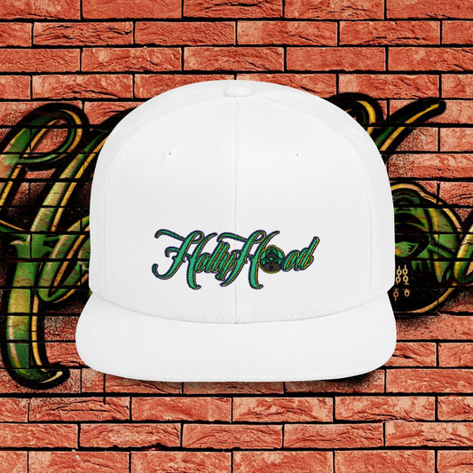 White Snapback Cap - Green Tag