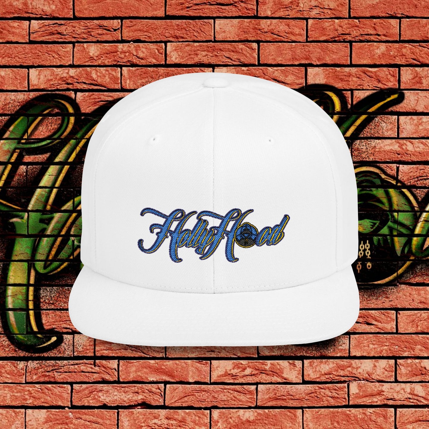 White Snapback Cap - Blue Tag