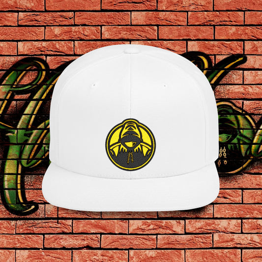 White Snapback Cap - Yellow Logo