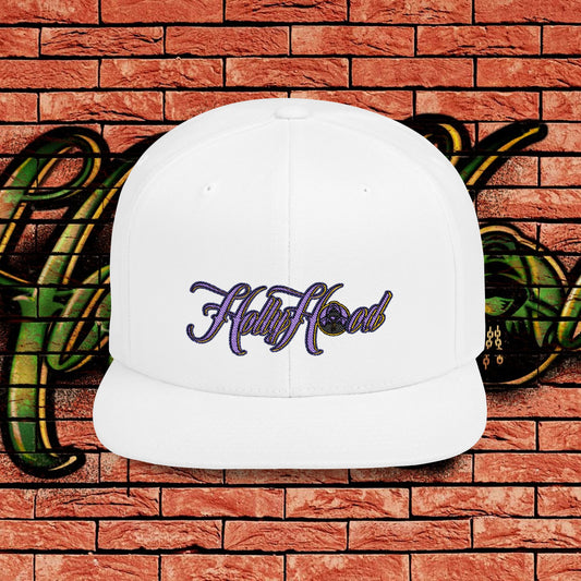 White Snapback Cap - Purple Tag